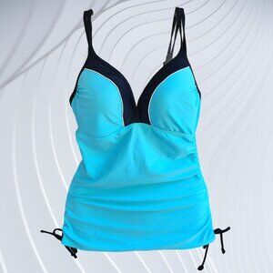 Free Country Swimwear Women's Tankini Top Light Blue Size M